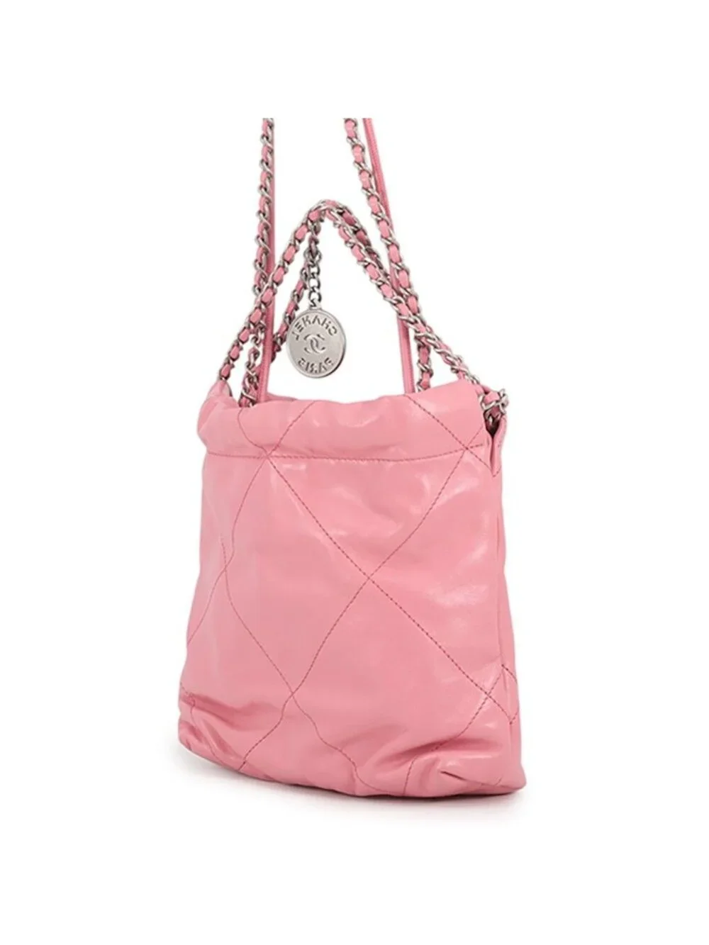 Chanel 22 Mini CC Logo Shiny Calfskin 2-Way Shoulder